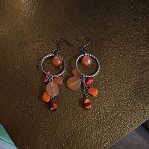 Elegant Orange and Red Dangle Earrings